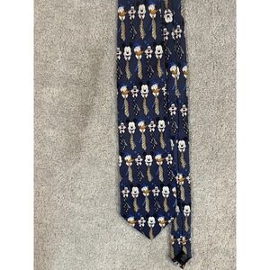 Walt Disney World Vtg Neck Tie Blue Mickey Donald Goofy‎ All Over Print Silk USA